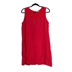 TERZO MILLENNIO Italy Linen Sleeveless Midi Dress Red XL